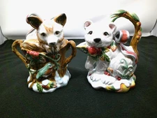 VTG Fitz and Floyd Classics Enchanted Holiday Cream & Sugar Fox and Polar Bear
