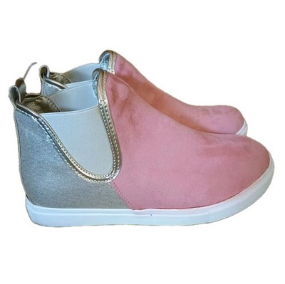 Link Gold & Faux Pink Suede High Top Sneaker Booties Girls Youth Size 2 NEW