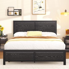 Full Size Bed Frame with Wood Headboard  Footboard  No Box Spring  14in