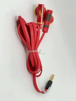 NEW Polo Ralph Lauren Red (w/ yellow logo) Earbuds Headphones 3.5mm Wired 