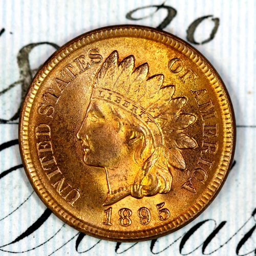 * 1895 * SUPERB+ BLAZING RED GEM BU MS INDIAN HEAD PENNY * FROM COLLECTION