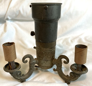 Antique 1920’s-30’s 3-bulb metal Ceiling Light Fixture for restoration project