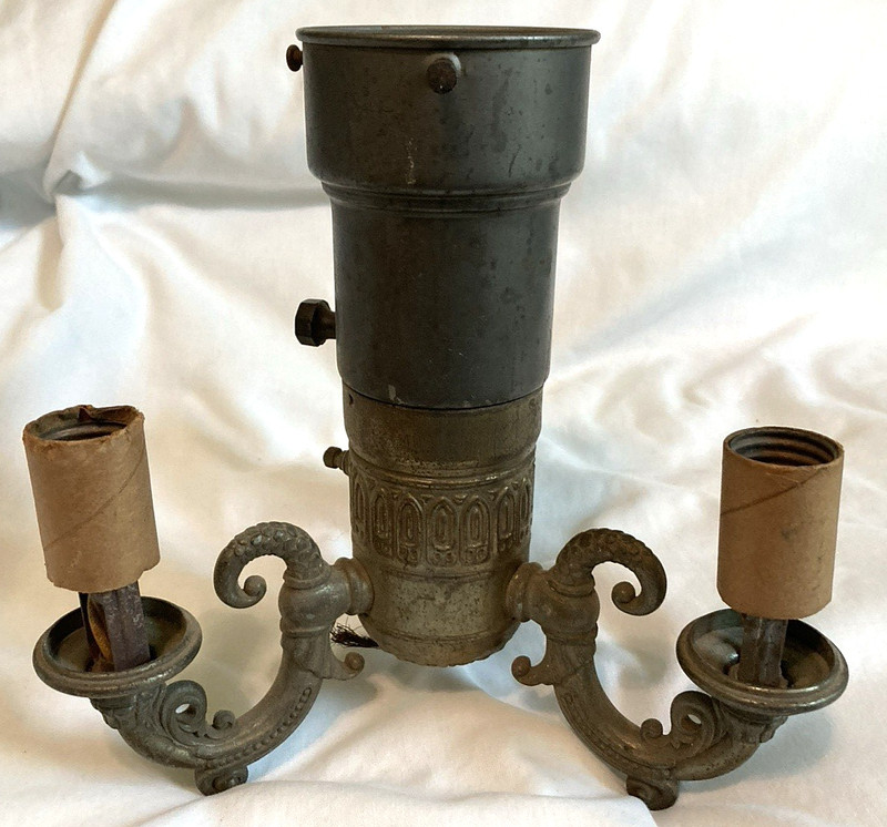 Antique 1920’s-30’s 3-bulb metal Ceiling Light Fixture for restoration project