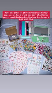 Cricut Craft Bundle Winyl UV DTF Okłady Naklejki Narzędzia Maty Epoksydowy brokat