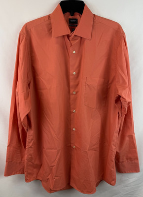 Arrow Poplin Classic Fit Orange Button Up Long Sleeve Shirt Men's Size 16