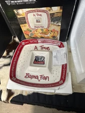 Alabama Crimson Tide True Fan Gameday Ceramic Chip and Dip Platter NIB 12"