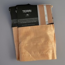 Set of 2 Terri Faux Silk Rod Pocket Top Curtains, 84" Long Terracotta