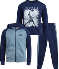 Athlete Boys Tracksuit Set - 3 Piece Long Sleeve Graphic Tees Fleece Zip Up H...