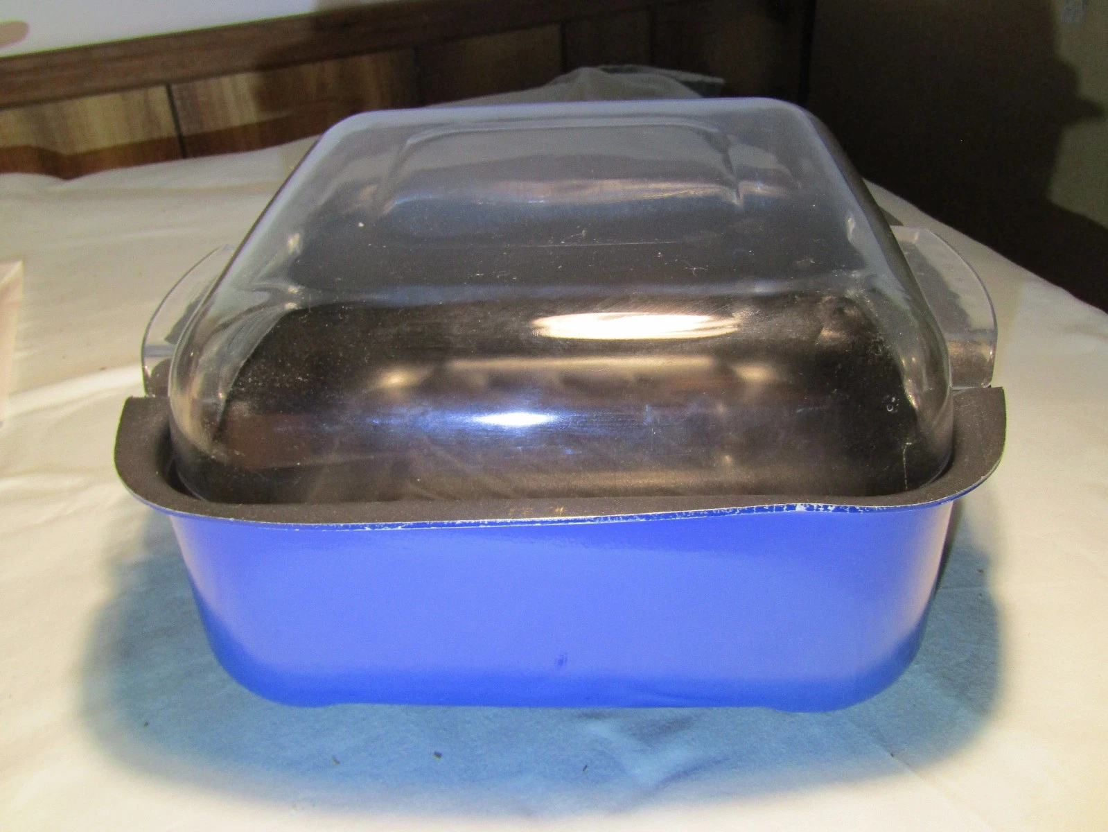 T-Fal Non-Stick 12" x 12"" Rectangle Enamel Health Roaster w/ Pyrex Glass Cover