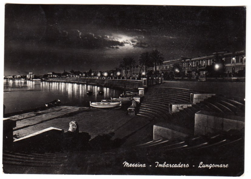 26-03980 - MESSINA - IMBARCADERO E LUNGOMARE NOTTURNO VIAGGIATA 1950