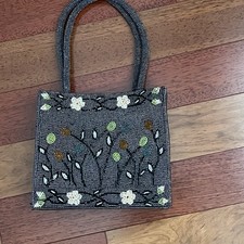 Fully Beaded Floral Purse Handbag Seed Beads Evening Bag