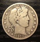 1913-S Barber Silver Half Dollar, VG/F. Tough Date/mm! B176