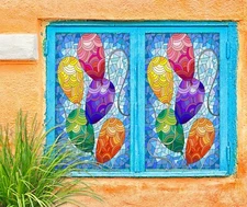 3D Color Balloon A393 Window Film Print Sticker Cling Stained Glass UV Sinsin