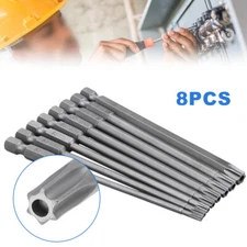 8pcs 1/4" Hex Shank  T8-T40 Magnetic S2 Steel Torx Security Screwdriver Bit