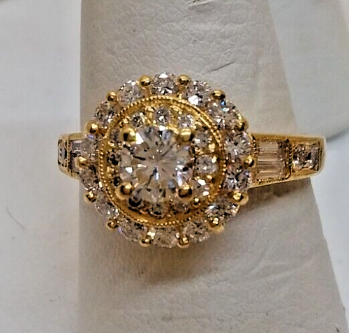 Sparkling 21K Gold Ring With 1.31 Carats D/VS1-VVS1 Top Quality Diamonds, Sz. 7 - Picture 2 of 18
