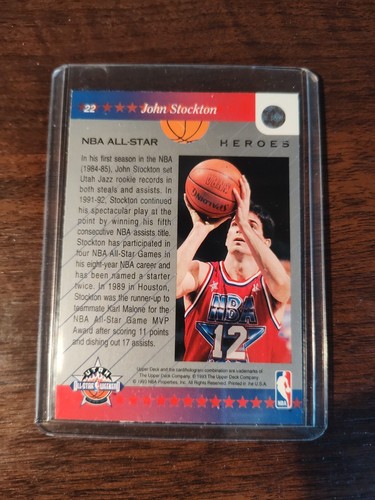 1992-93 Upper Deck All-Star Heroes John Stockton #22 - Picture 2 of 2