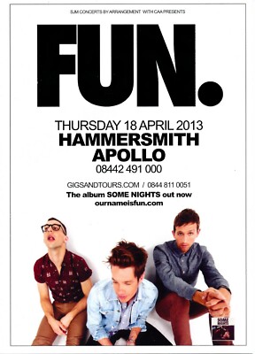 Fun (w/ Jack Antonoff) Hammersmith Apollo London 18.04.2013 Promo Flyer RARITÄT
