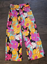 Trina Turk Gemini Floral Pink Yellow Black Swim Coverup Pants Size Medium M