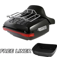 King Trunk Pad Top Rack LED Light Fit For Harley Street Road Glide King 2014-25