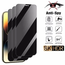 Privacy Glass Screen Protector For iPhone 16 15 14 13 12 11 Pro Max XR X 8 7 6