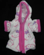 Build A Bear BAB Hello Kitty Pink & White Fuzzy Bath Robe Housecoat No Belt