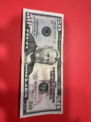 Fancy Serial Number $50 2013 MC 04777777 A 6 In A Row 777777 - Picture 7 of 11