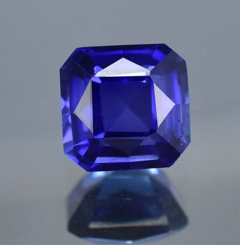 6.00 Ct Natural Royal Blue Ceylon Sapphire Square Cut Loose Gem Certified 9x9 MM - Picture 1 of 8