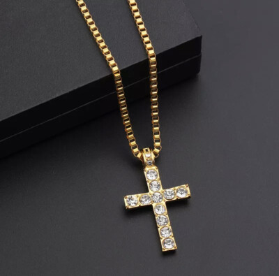 Fashion Jewelry Gold Or Silver CZ Cross Pendant Necklace TK1