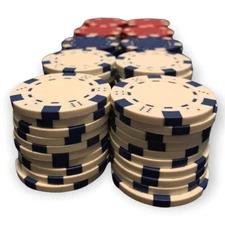 100 Piece Poker Chip Set Casino 40 Red 40 White 20 Red