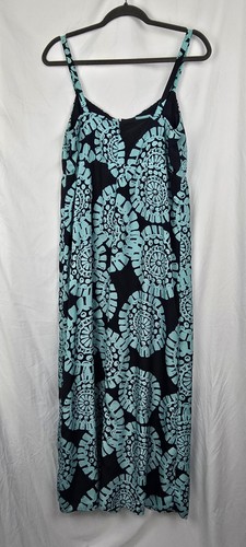 Ann Taylor Loft Navy Teal Blue Medallion Babydoll Maxi Dress sz 10 Excellent - Picture 4 of 6