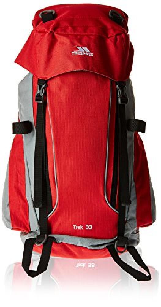 (TG. 33 Litre) Trespass Zaino Trek 33-33 Liters Rosso 33 Litre - NUOVO