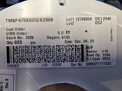 Vishay  Sprague TM8 High reliability Solid Tantalum  4.7uF 25volts 10% P case