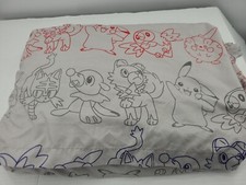 Pokemon Twin Bed Flat  Fitted Sheet Gray Graphic Pikachu Nintendo Bedding 2017