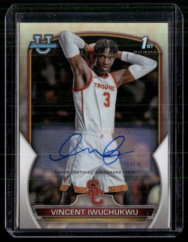 2023-24 BOWMAN CHROME UNIVERSITY REFRACTOR /499 AUTO VINCENT IWUCHUKWU USC