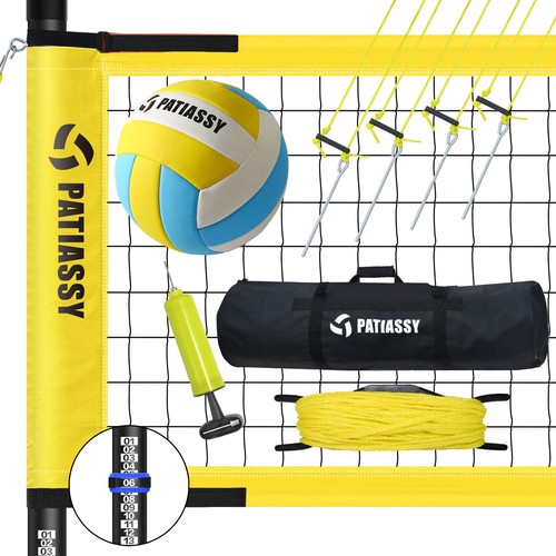 Portable Volleyball Set Net System & Volleyball & Pump for Backyard, Beach Lawn
