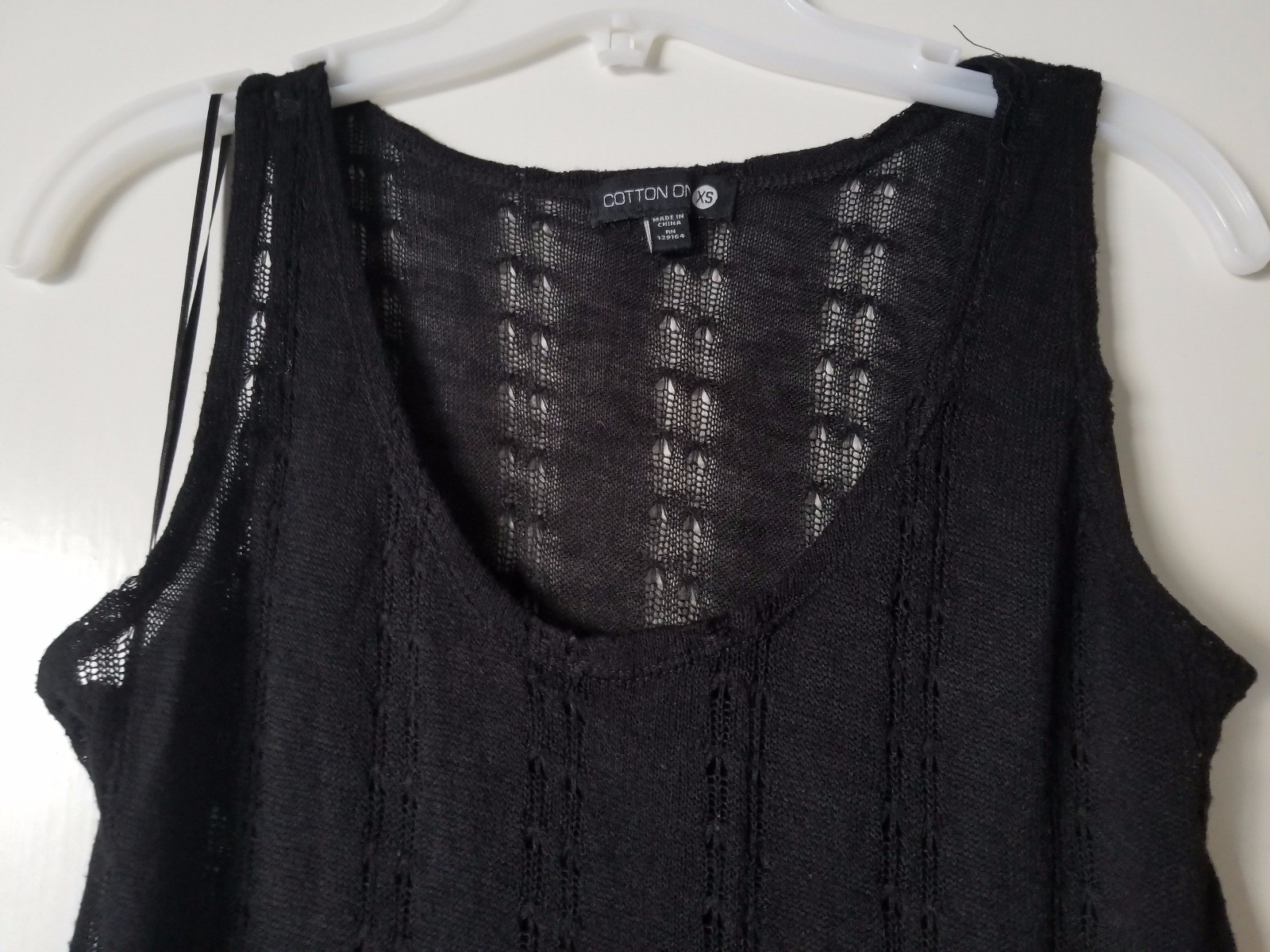 Cotton On Basic Solid Black Crochet Sleeveless Ta… - image 2