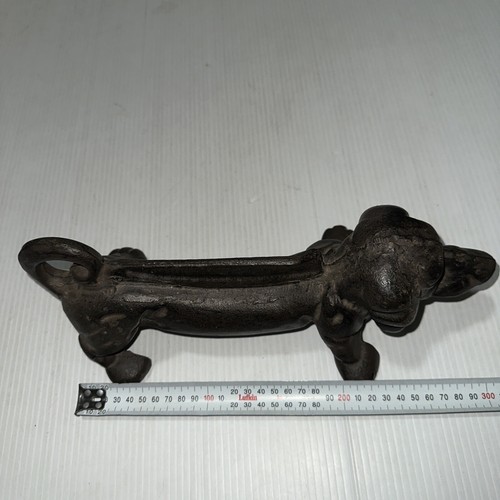 Vintage Cast Iron Sausage Dog Boot Scraper Door Stopper - Picture 12 of 13