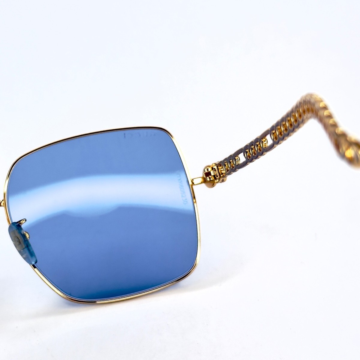 サングラス Gucci Sunglasses GG0724S Gold Chain Oversized l GUCCI GG0724S CHAIN 0724 Gold Blue Detachable Star Pedant