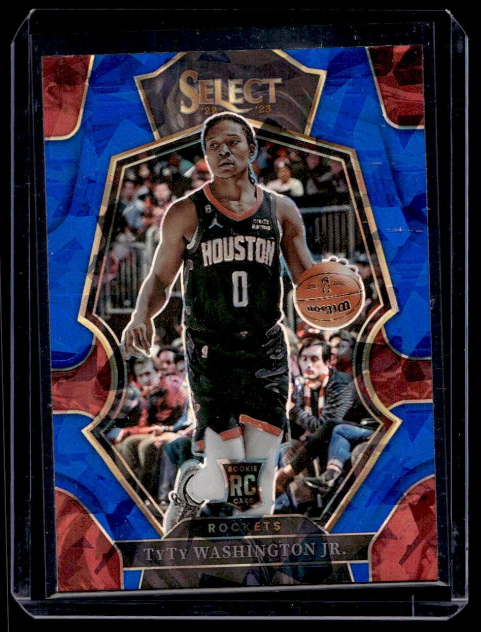 2022 Panini Select TyTy Washington Jr. Blue Cracked Ice Prizm Premier Level #168