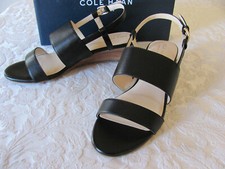 Cole Haan Annabel Grand Wedge Sandals-Black Leather -Size 8B - New in Box