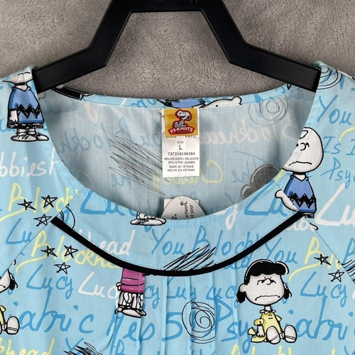 Peanuts 2011 Tooniforms Cherokee Scrub Top Blue Size Large Charlie Brown, Lucy - Picture 4 of 9