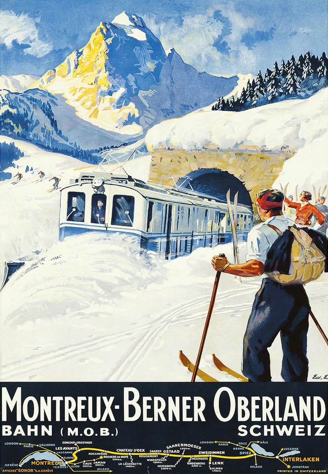 Affiche chemin de fer Suisse - Montreux-Berner Oberland