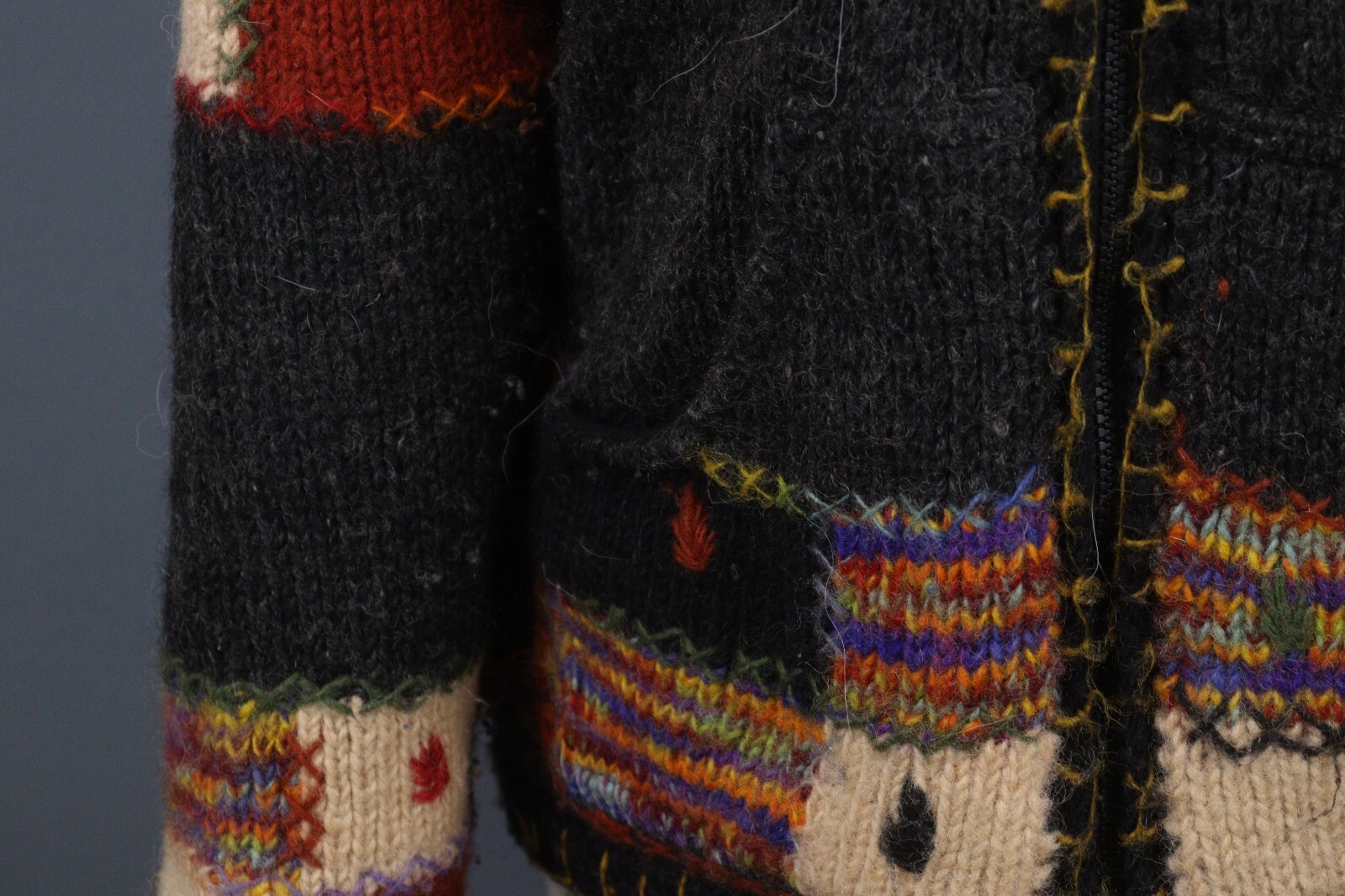 PACHAMAMA Multicolor 100% Wool Patchwork Hooded Z… - image 6