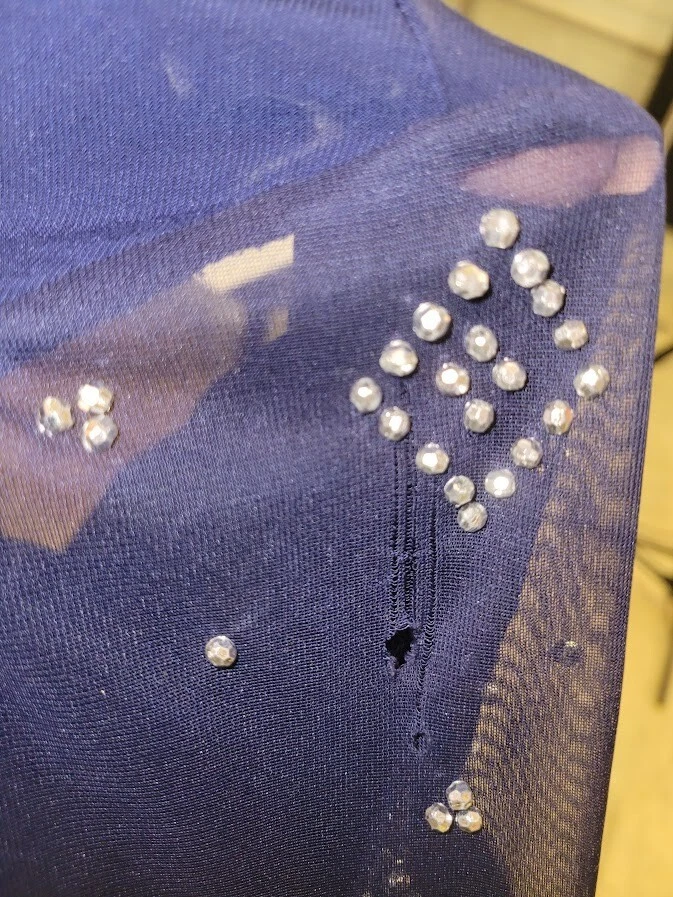 Женские брюки-туника Marina из 2 предметов комплект синие стразы рукава с бисером размер 12 - Изображение 2 из 4