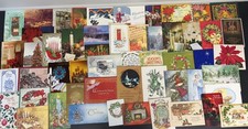 Vintage Christmas Cards Fronts ONLY Traditional Scrapbooking Decoupage Lot 50
