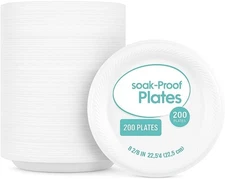 Great Value Soak-Proof Disposable Foam Plates, 9" – 200 Count | Heavy-Duty