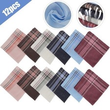 12Pcs Classic Plaids Handkerchiefs, 14''x14'' Soft Cotton Hankies, Pocket Square