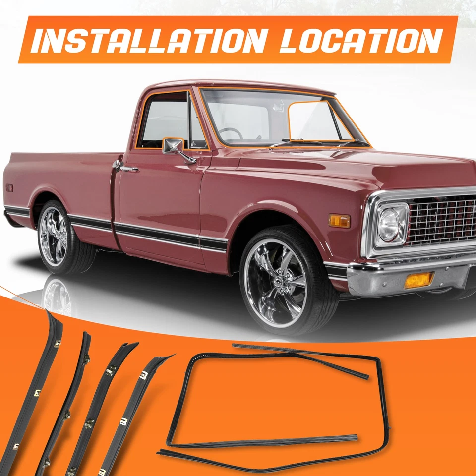 For GMC Chevy C10 C1500 K10 Pickup Truck Suburban Crew Cab Rear Door Felt Kit - Image 3 of 4