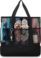Beach Bag with Cooler,Mesh Beach Bags for Women Sandproof for Pool and Swimmi...