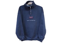 Vintage GANT Sweatshirt 1/4 Zip 90s blue jump...